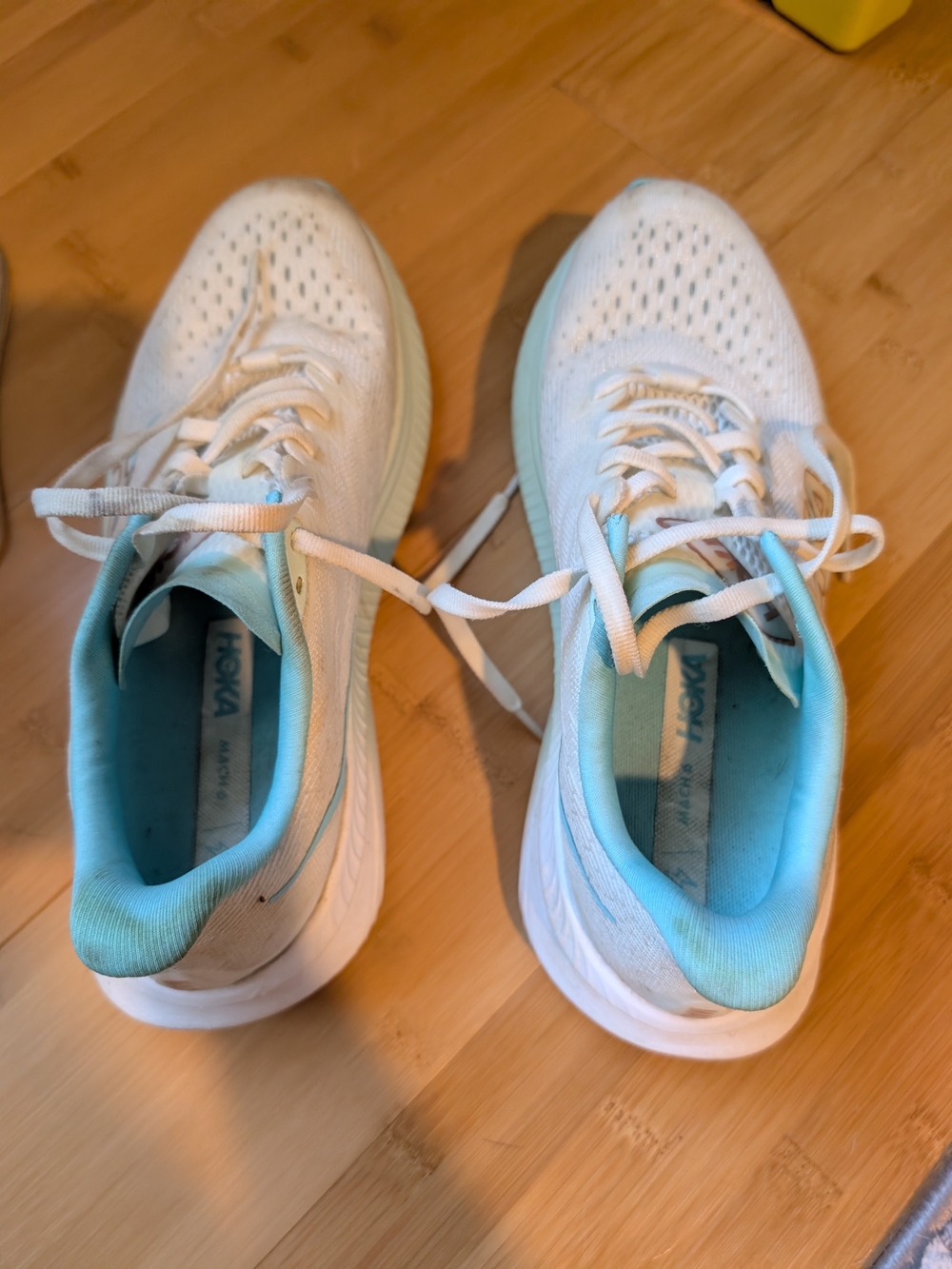 Hoka One One Women's White and Light Blue Athletic Sneakers